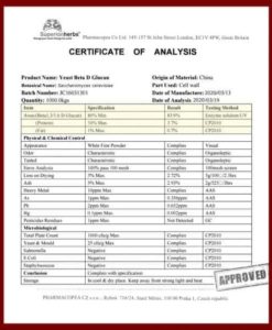 certifikát analýzy doplňku stravy betaglukan Maxcell