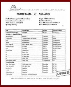 Certificate of Analysis - Agaricus Blazei Extract