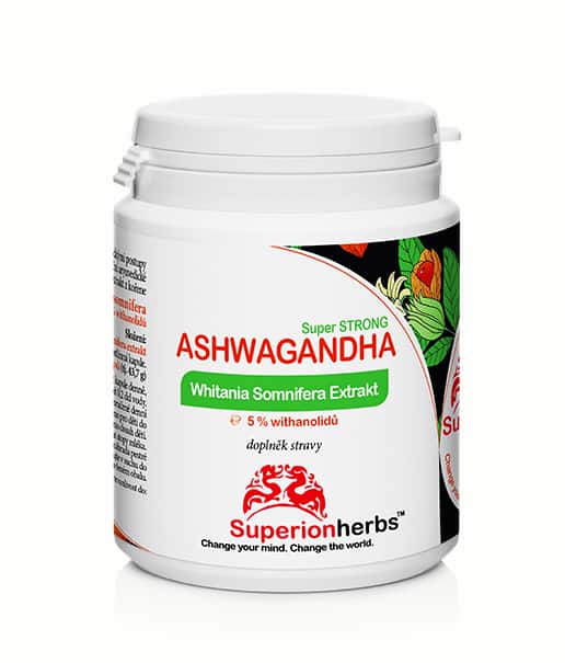 Ashwagandha Whitania Somnifera Extract 5% withanolides suplement diety firmy Superionherbs.