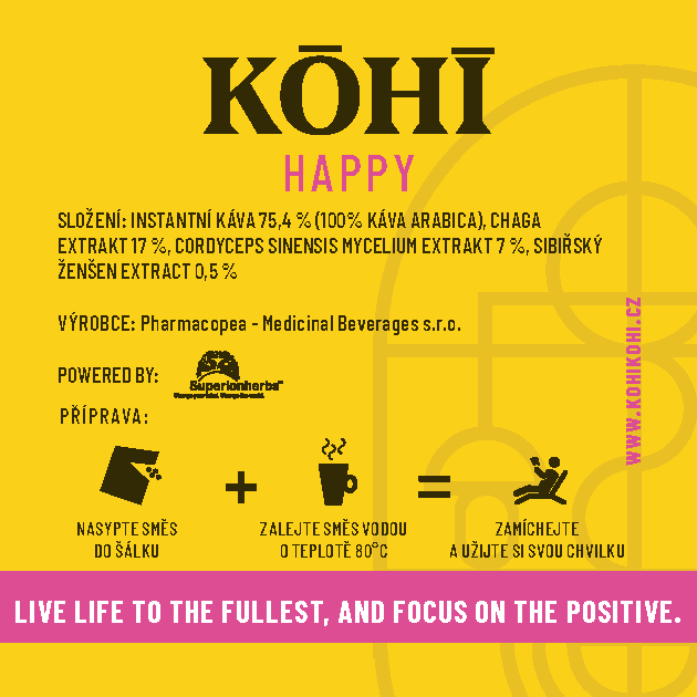 KOHI happy - káva s extraktem z čagy a cordyceps