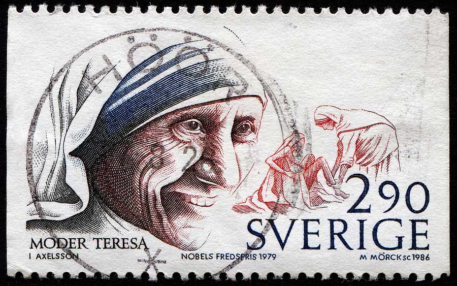 Švédská poštovní známka s Matkou Terezou