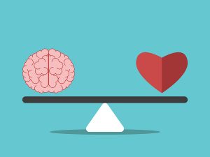 houpačka srdce a mozek v rovnováze