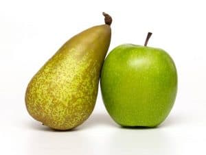 hruška a jablko představují symboly pro viscerální tuk